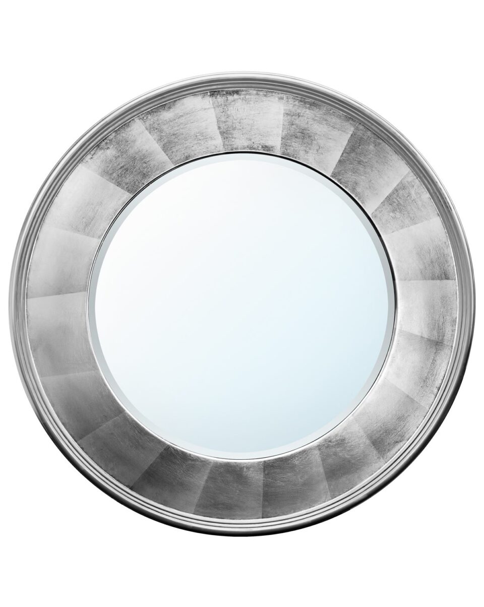 Круглое серебряное настенное зеркало 