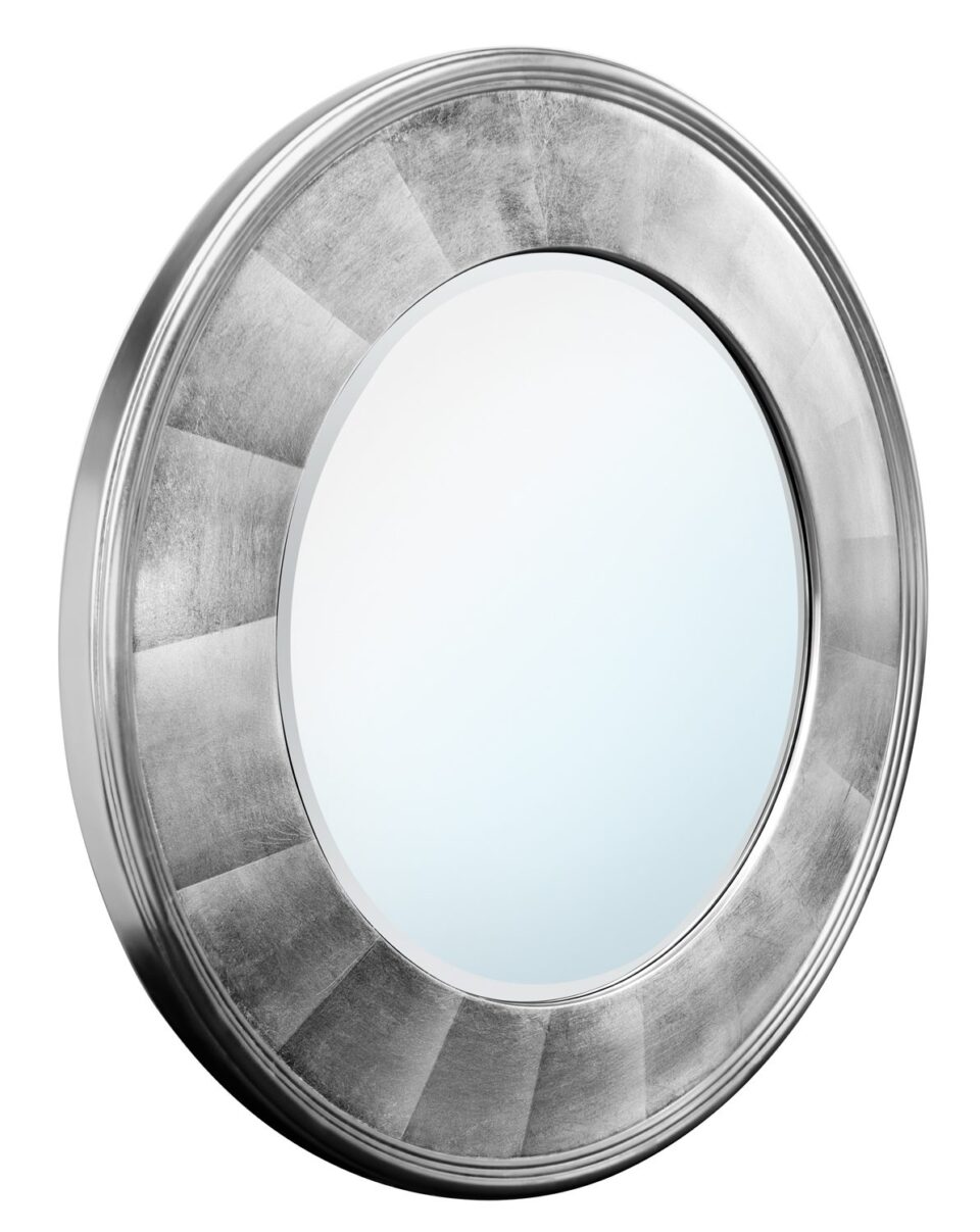 Круглое серебряное настенное зеркало 