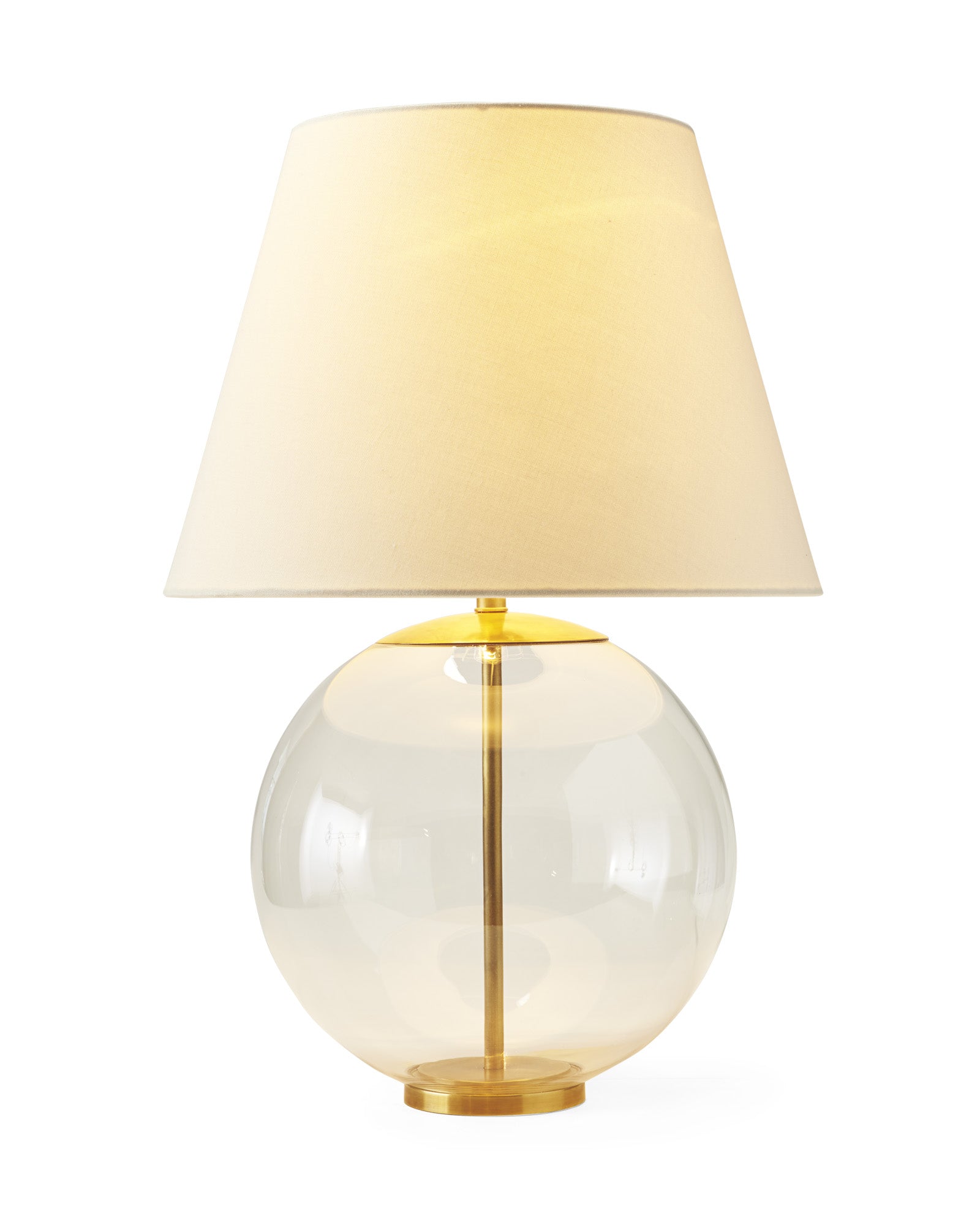 Современная настольная лампа в виде стеклянного шара "Клейтон" золото (с включенным светом)