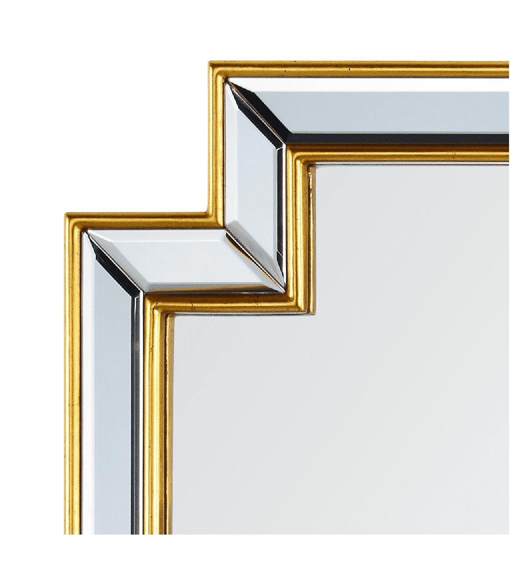 Прямоугольно зеркало с серебряной рамой "Холтон" в стиле ар-деко (деталь крупным планом)