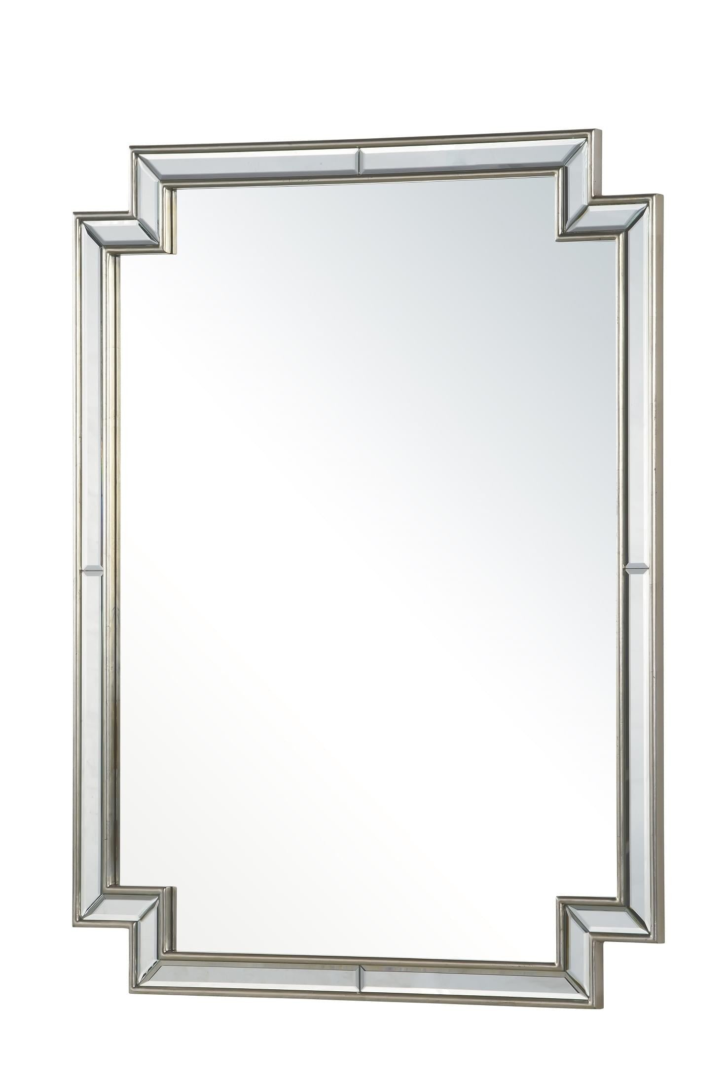 Прямоугольно зеркало с серебряной рамой "Холтон" в стиле ар-деко (вид сбоку)