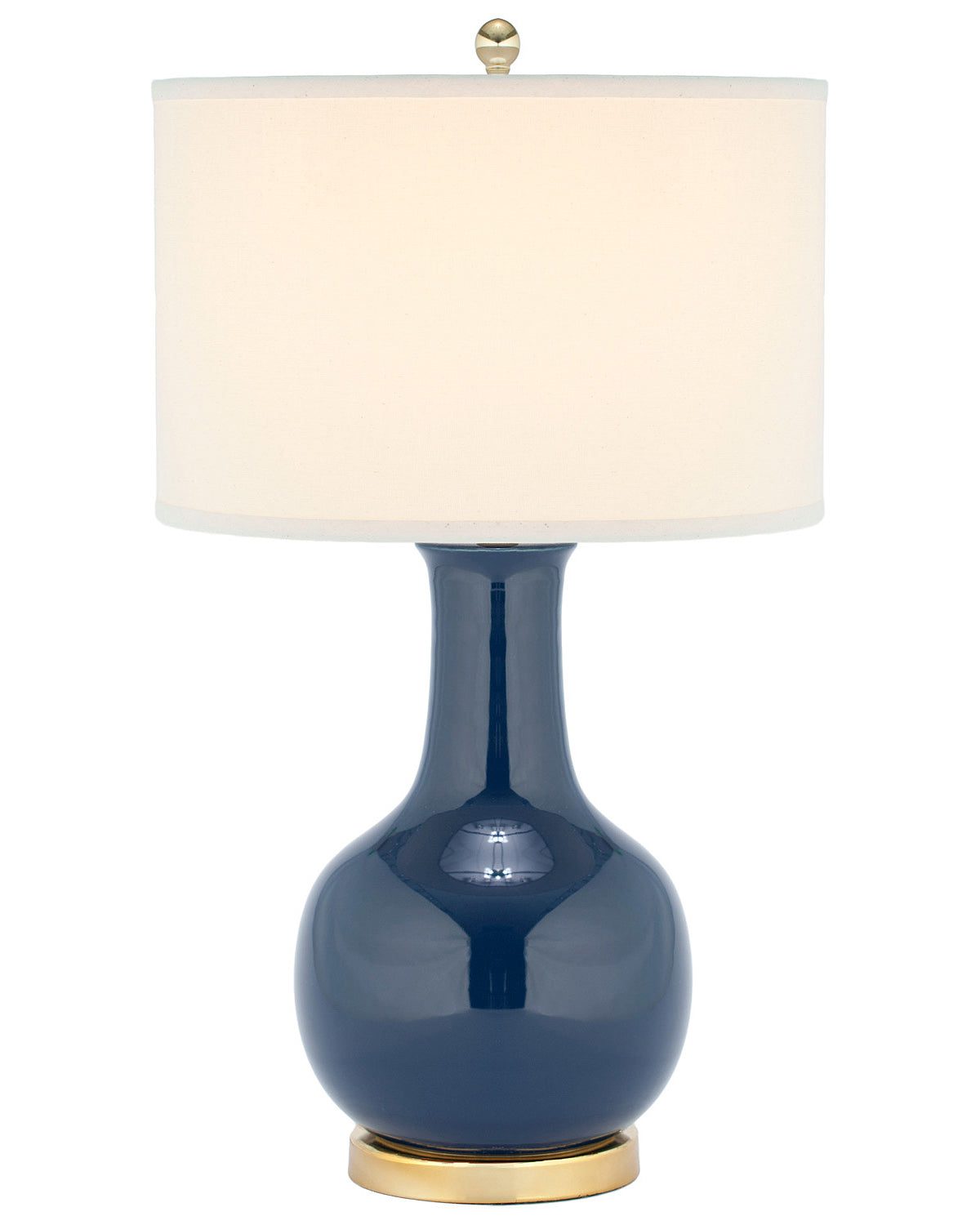 Керамическая настольная лампа тёмно-синего цвета "Майло" (на белом фоне)