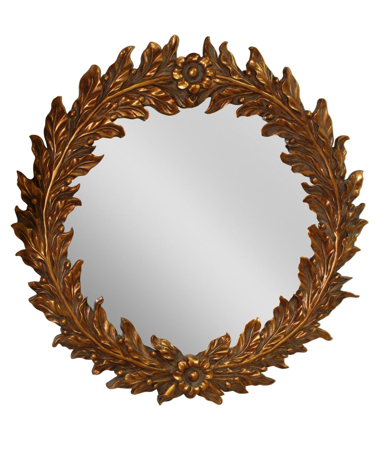 Круглое зеркало барокко "Васари" в бронзовом цвете