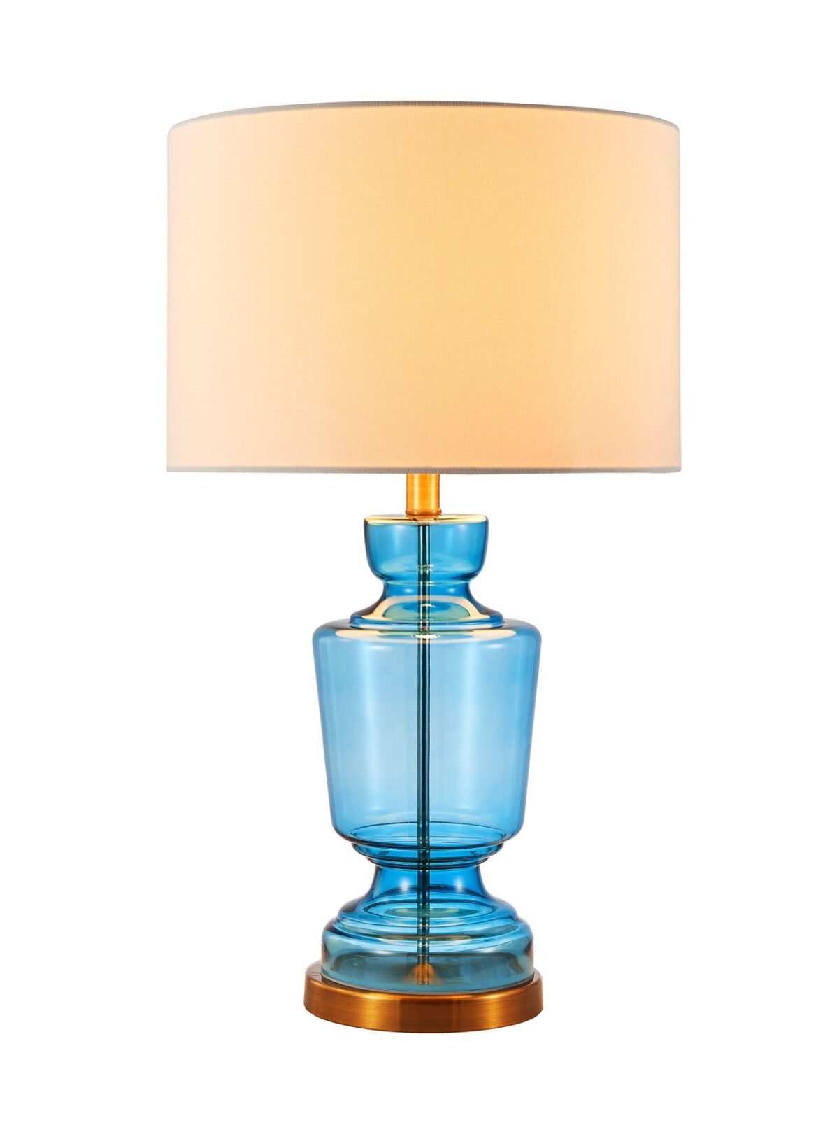 Современная настольная лампа "Дора" в форме прозрачного голубого кубка