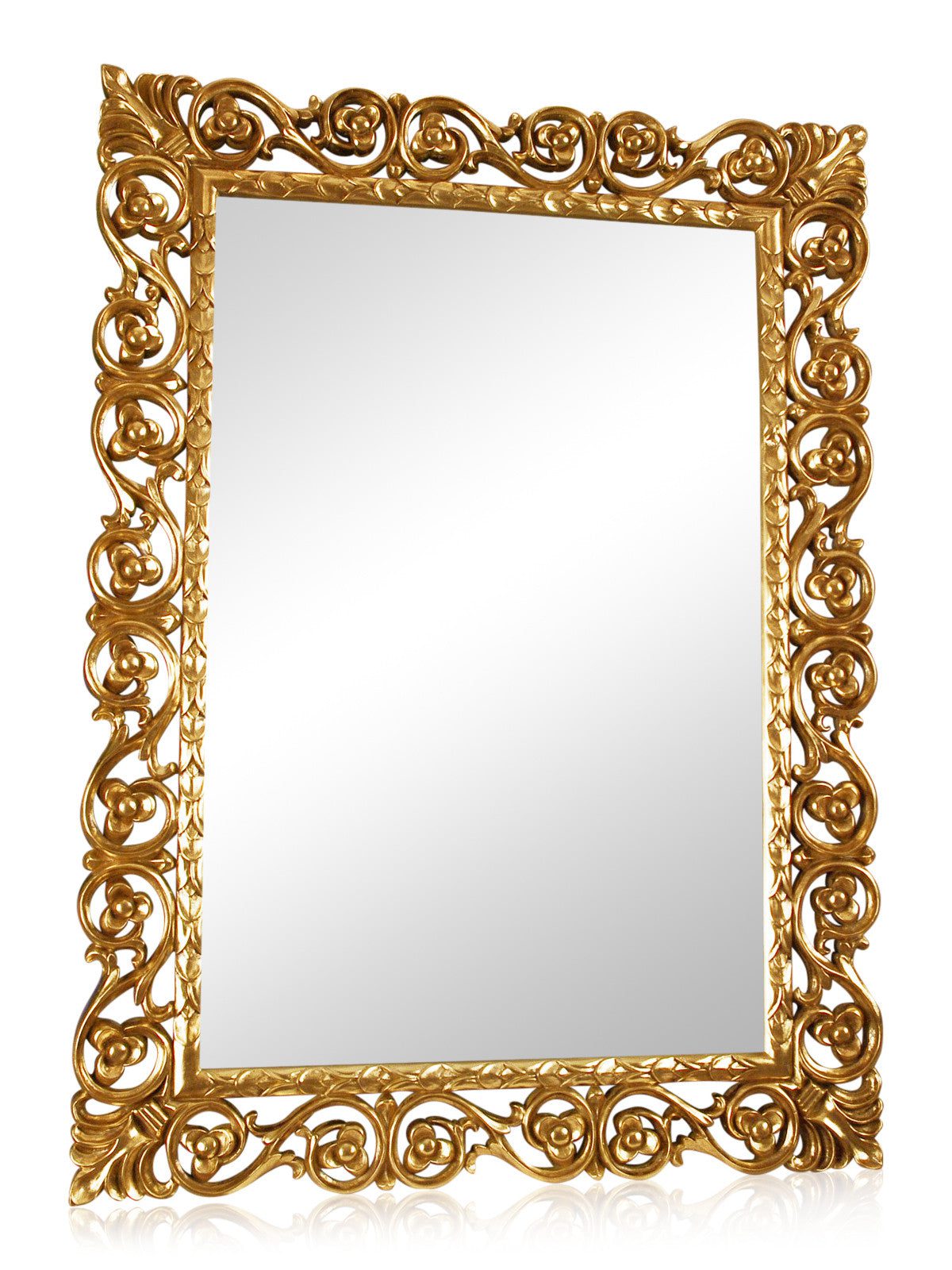 Зеркало в золотой раме с завитушками "Бергамо" (вид сбоку)
