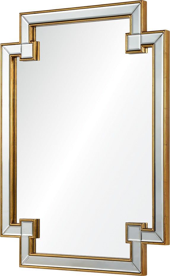 Прямоугольное зеркало в золотой раме "Честер" (вид сбоку, на белом фоне)