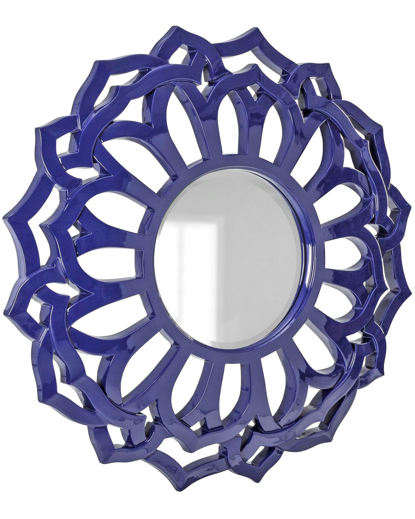 Круглое настенное зеркало в тёмно-синей раме "Коул"