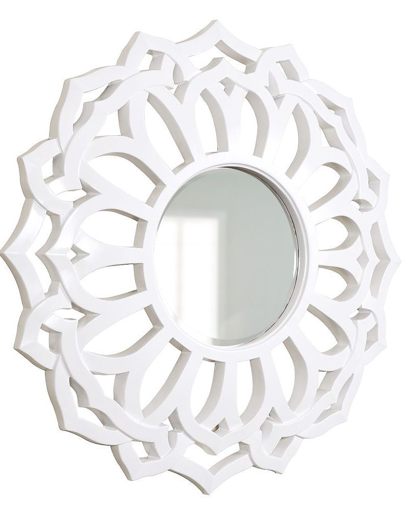 Круглое белое настенное зеркало "Коул"