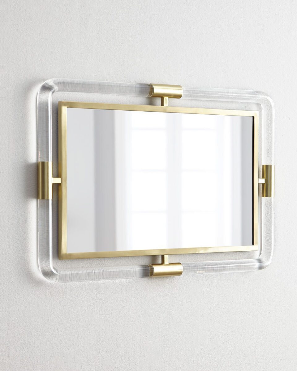 Зеркало в прямоугольной акриловой раме с золотыми элементами "Гарольд"
