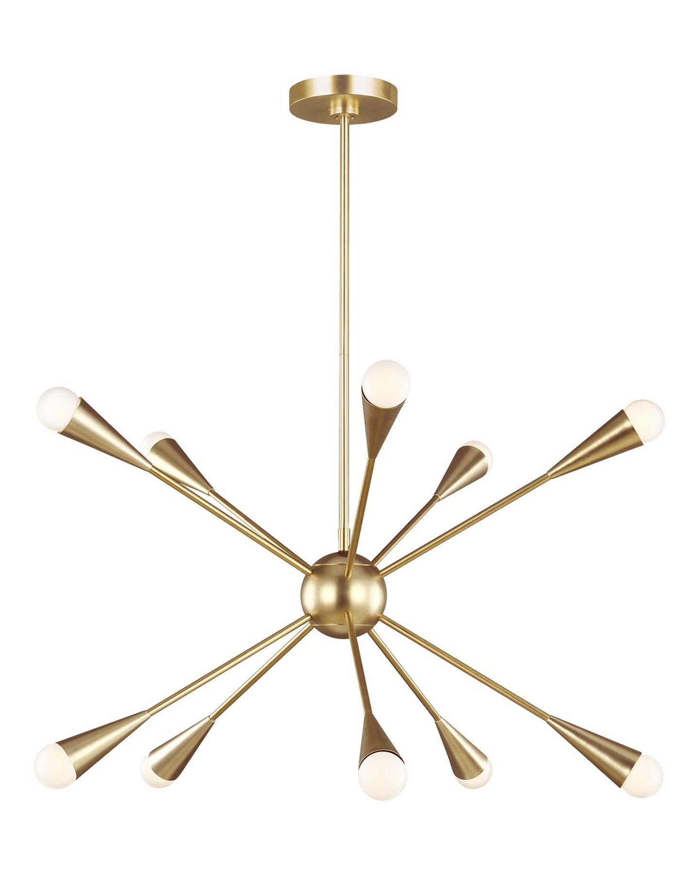Золотая люстра "Джейкоб" в стиле "ар-деко" имеет основание с десятью лампами.