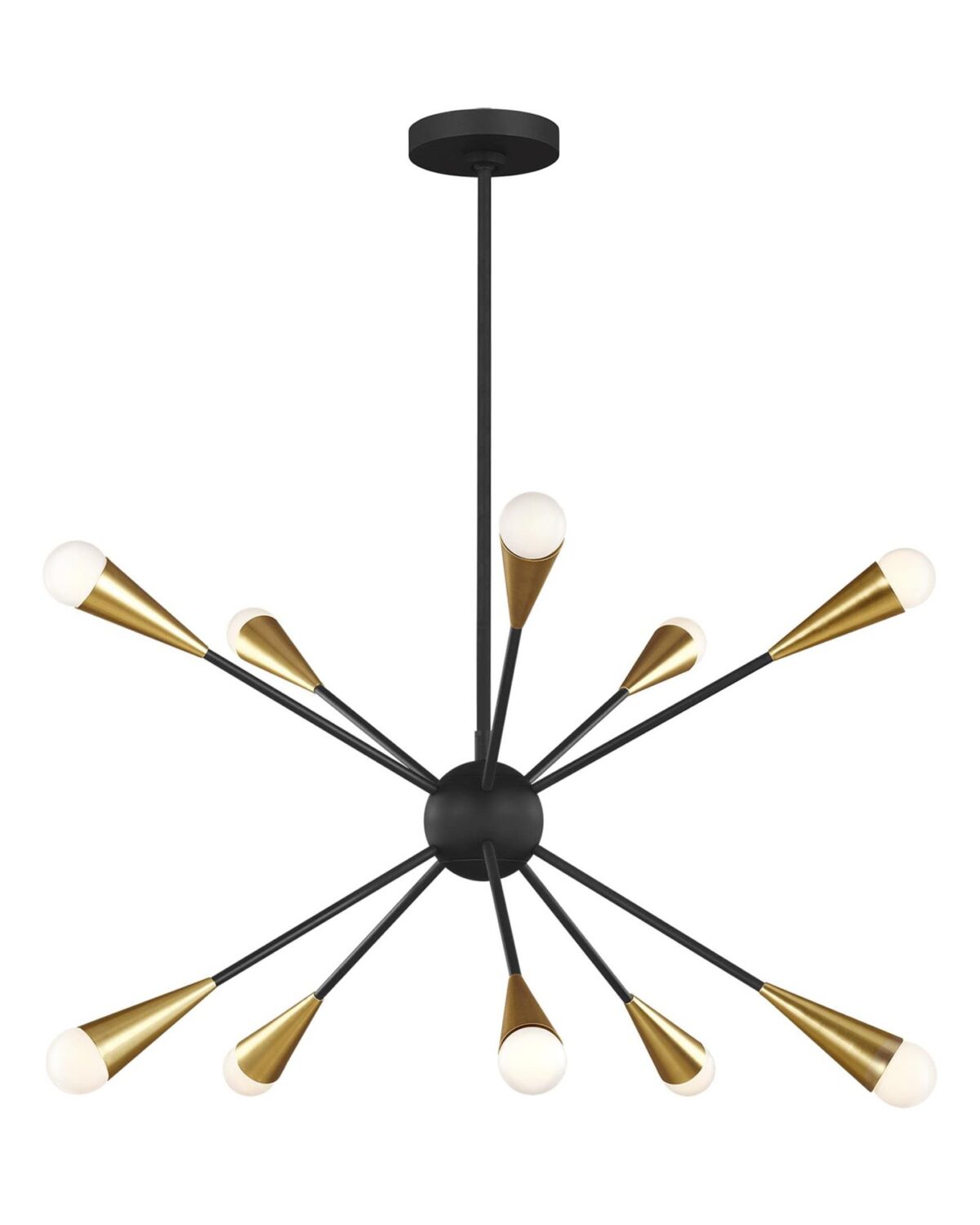 Чёрно-золотая люстра "Джейкоб" в стиле "ар-деко" имеет основание с десятью лампами.