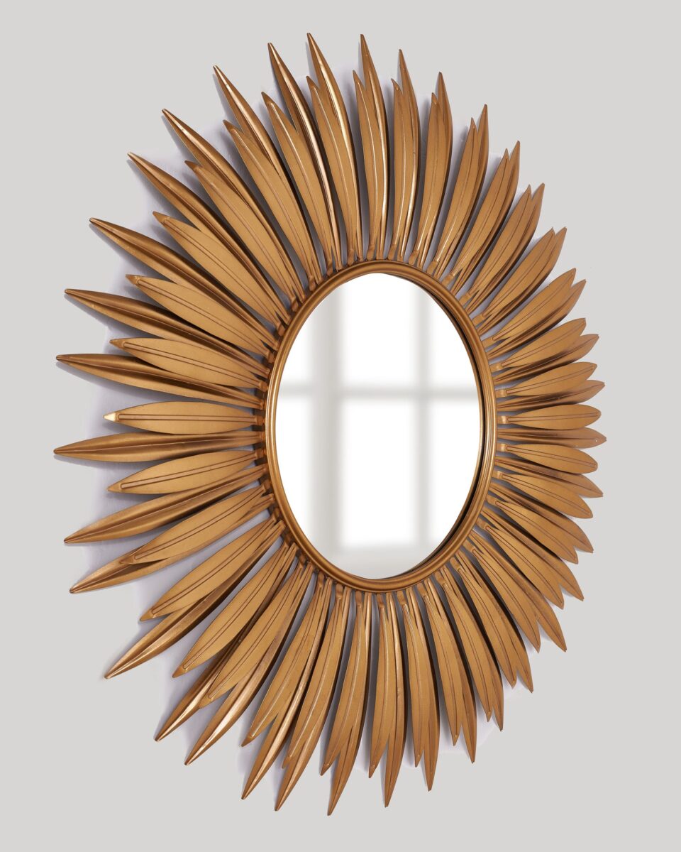 Золотое круглое зеркало в виде перьев "Кимберли"