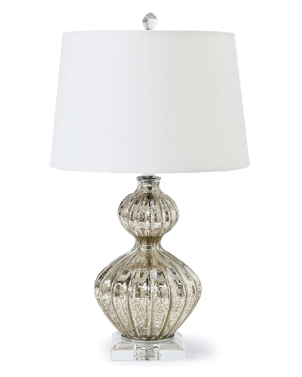 Настольная лампа в ртутном цвете "Майра" (на белом фоне)