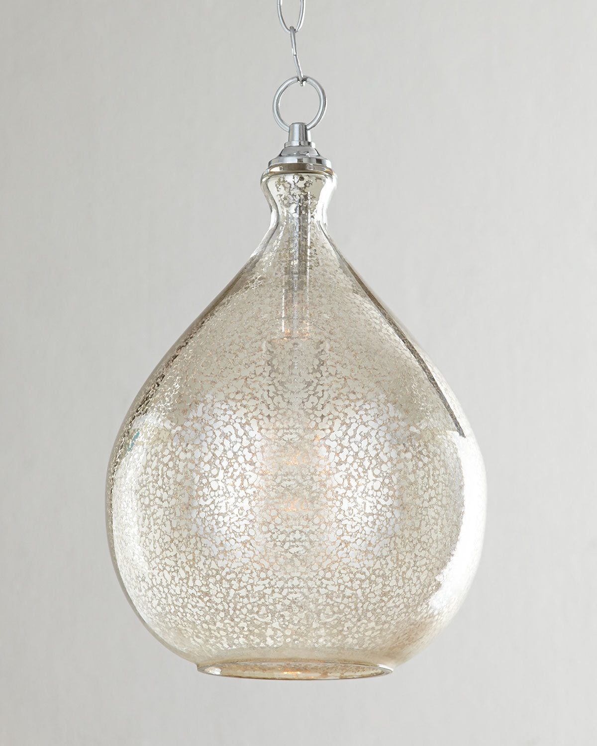 Подвесной светильник в форме капли "Табита" из стекла ртутного цвета