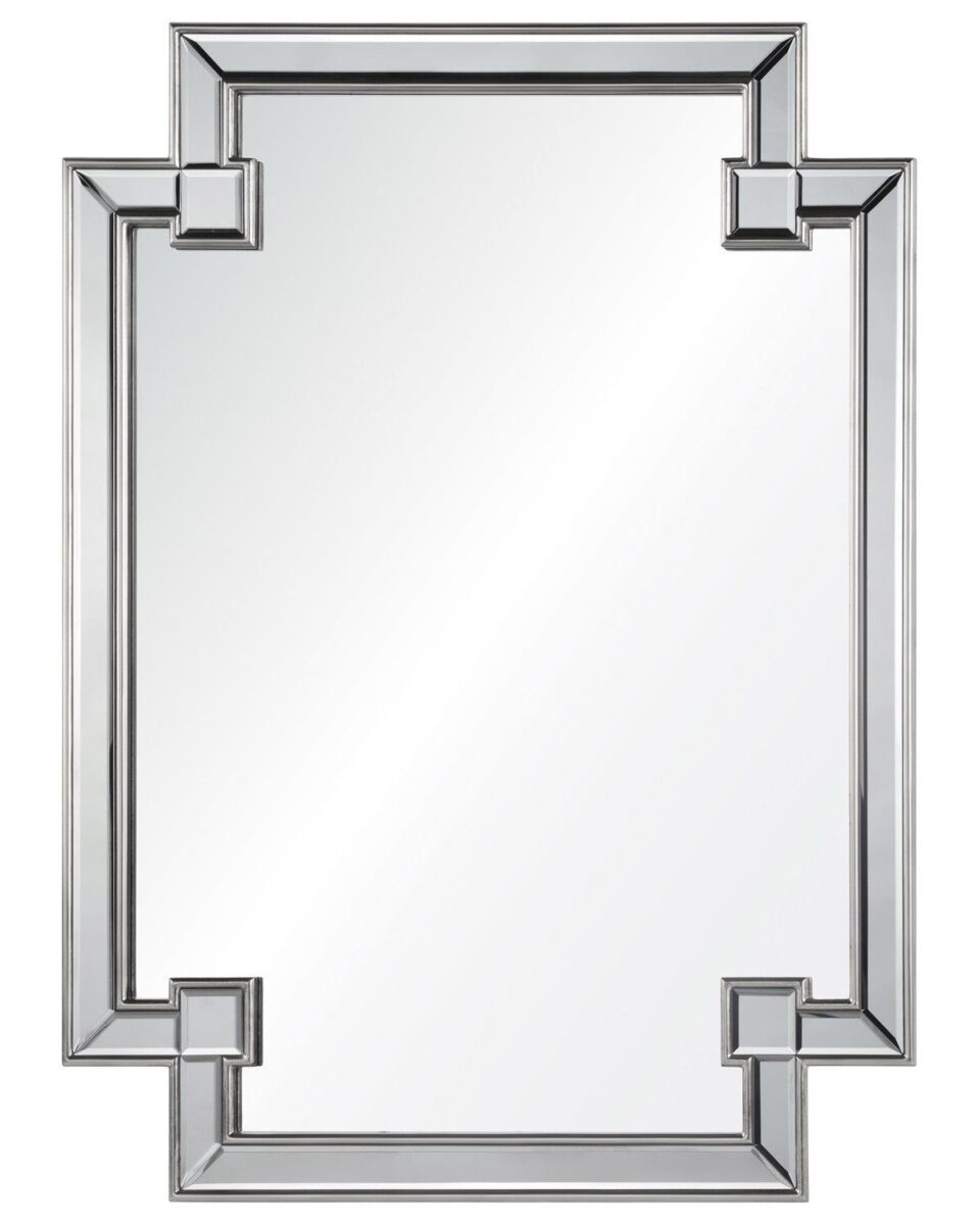 Прямоугольное зеркало в серебряной раме 