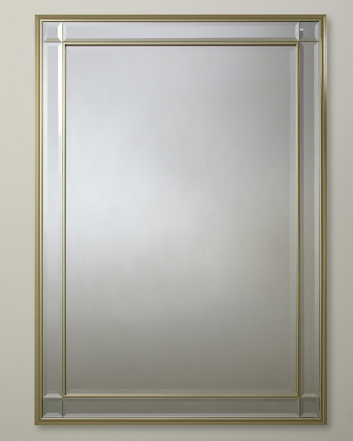 Настенное прямоугольное серебряное зеркало "Дорсет" с рамой классического стиля