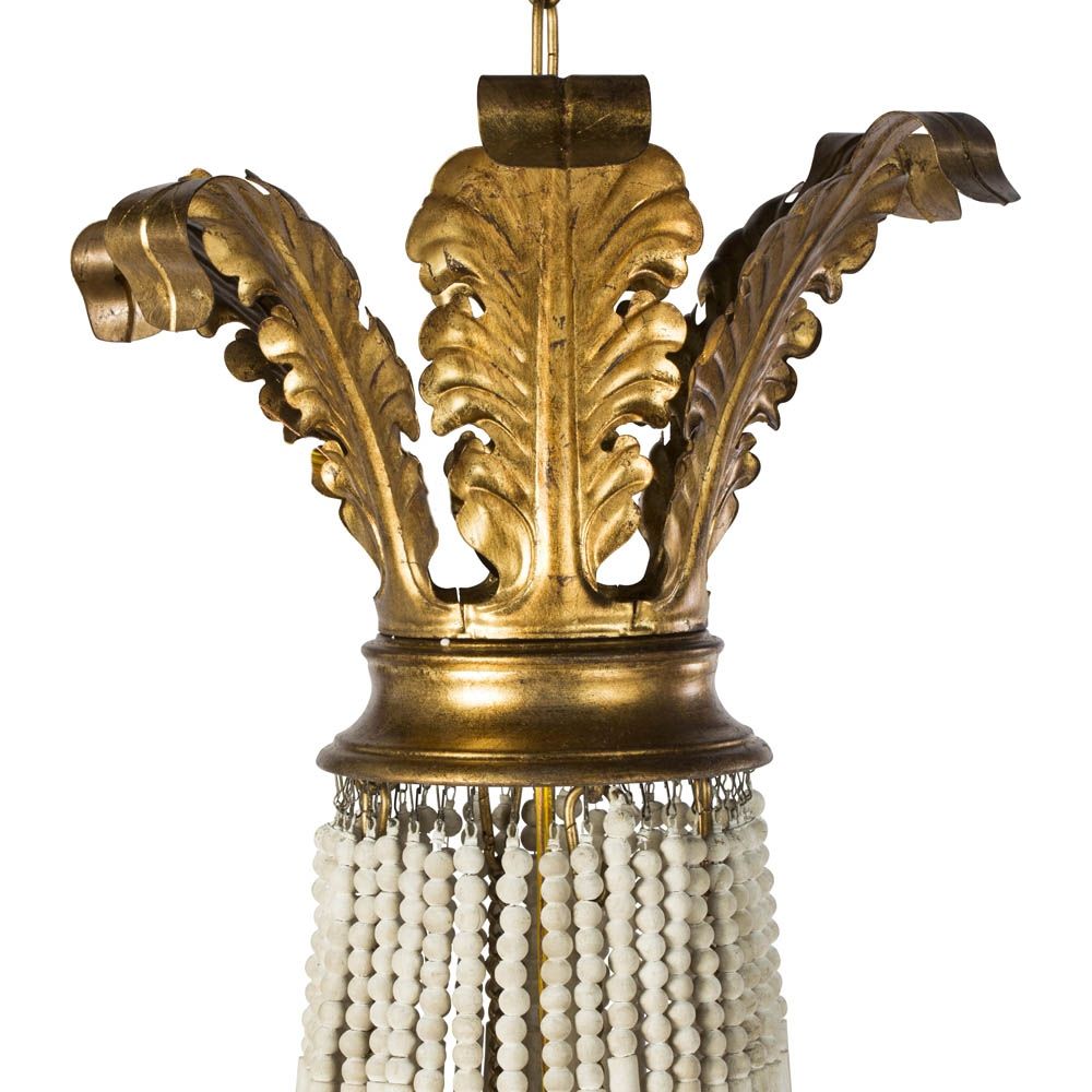 Эклектичная люстра с 8-ю лампами "Лисандра" с деревянными бусинами (бисер)