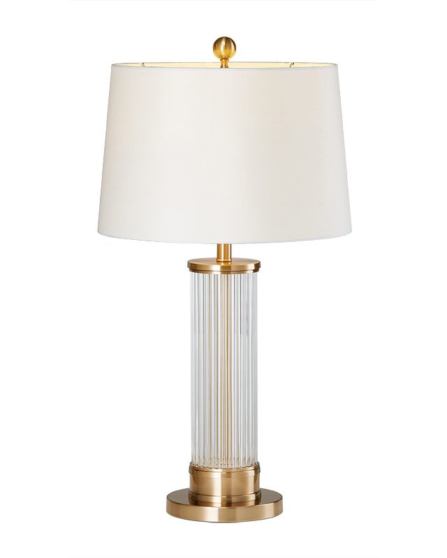 Золотая настольная лампа "Ретт" из стеклянных стержней