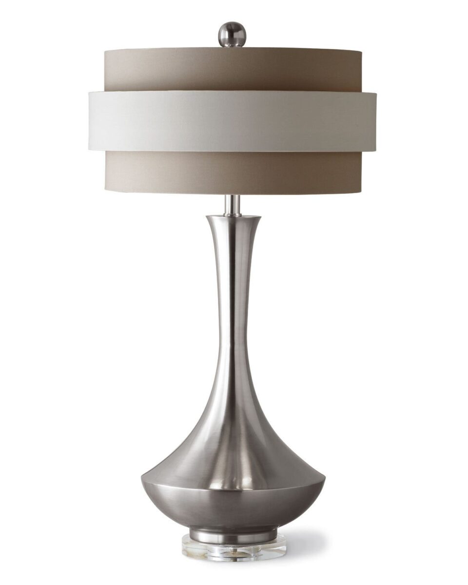 Современная настольная лампа "Ричард" из полированной стали (на белом фоне)