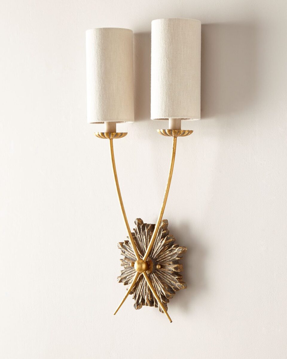 Настенный светильник в французском стиле "Кромвель" с состаренной латунной фурнитурой