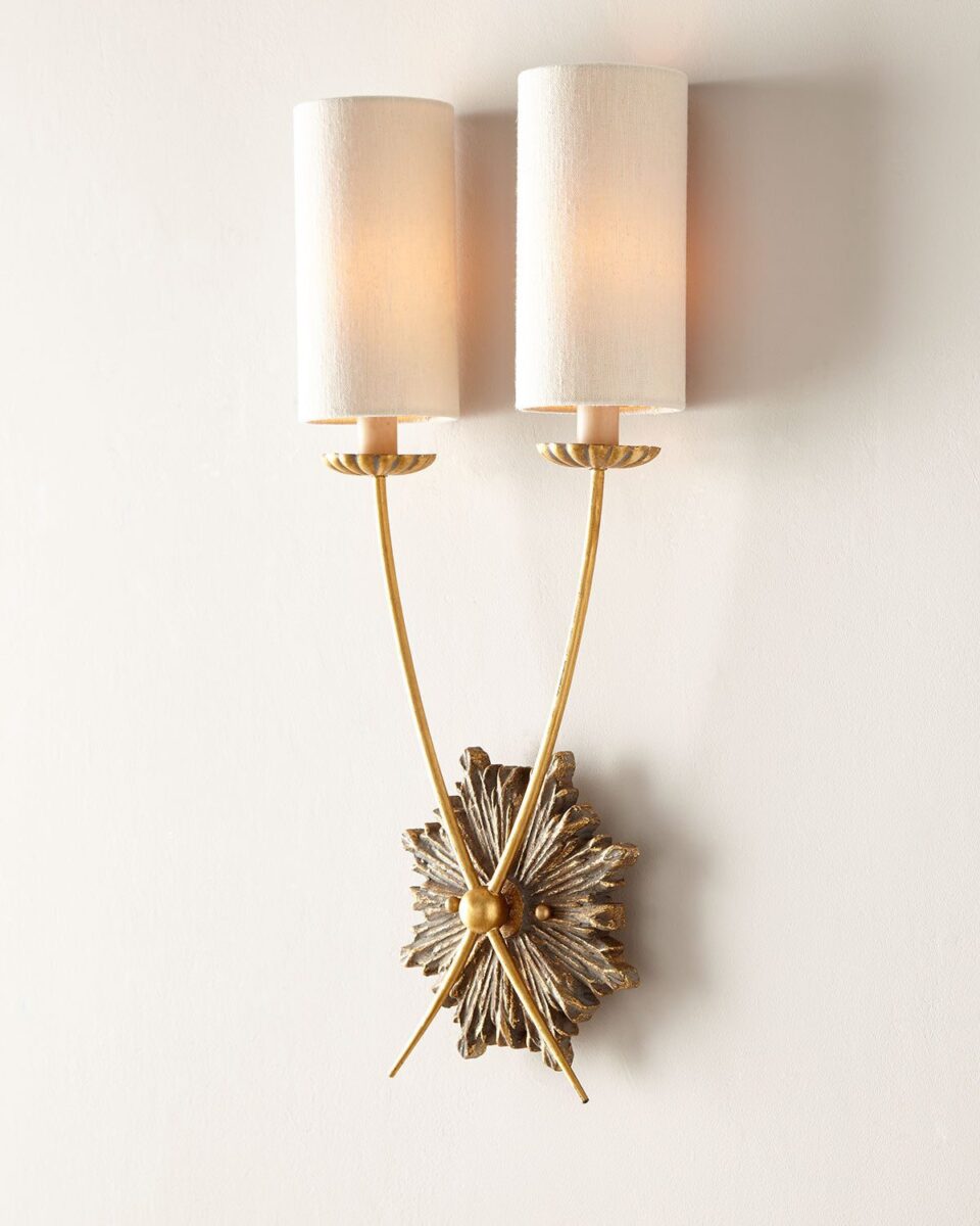 Настенный светильник в французском кантри стиле "Кромвель" с состаренной латунной фурнитурой
