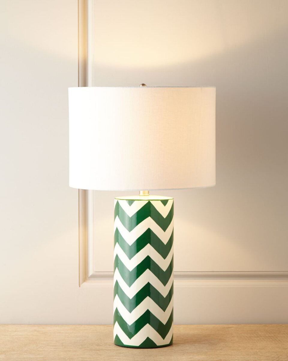 Настольная лампа с зеленым узором 