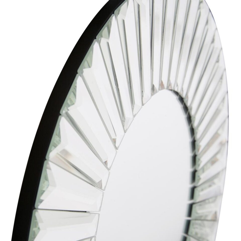 Круглое настенное зеркало "Теодор" со скошенными зеркальными полосами по периметру (крупный вид сверху)