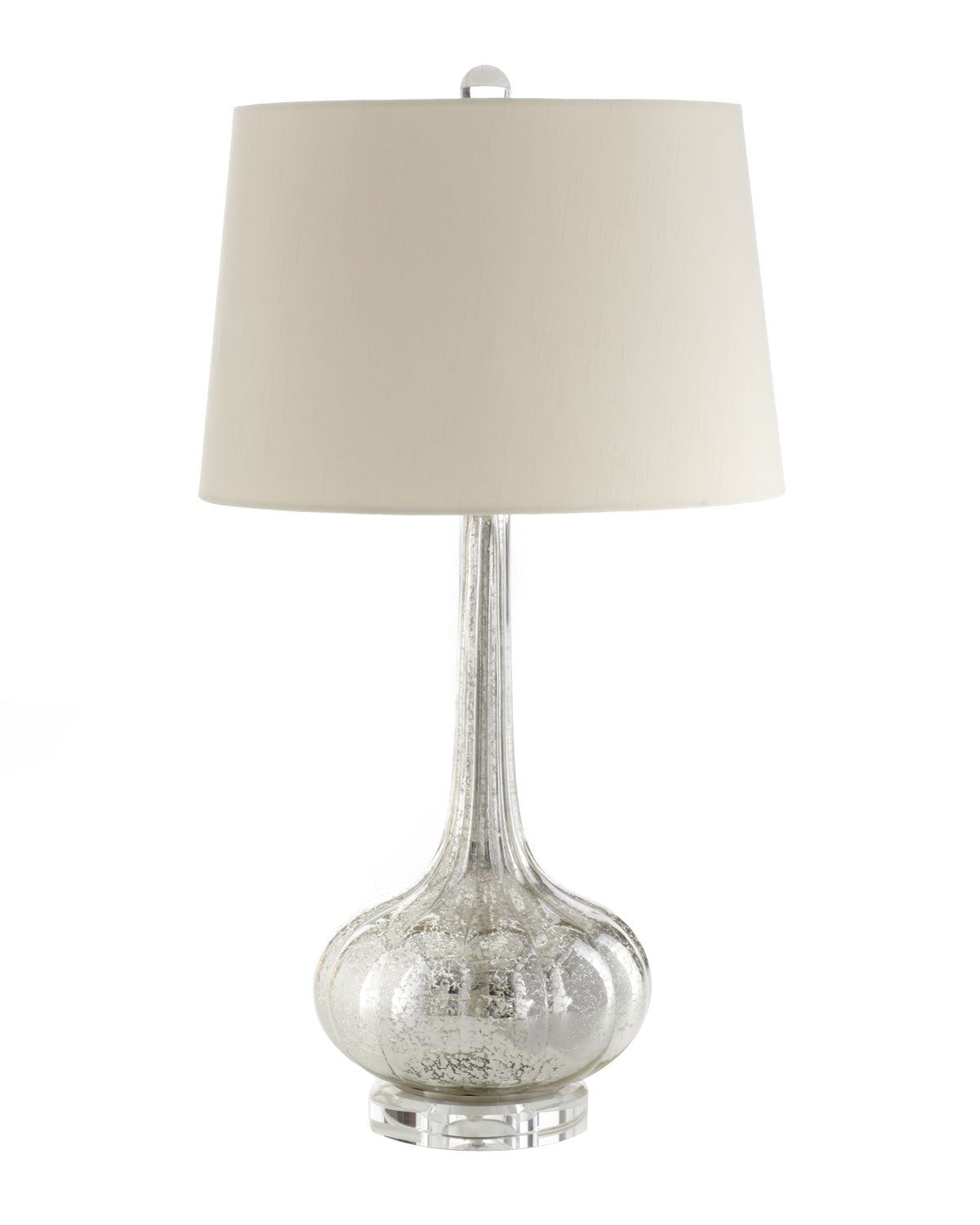 Стеклянная настольная лампа ртутного цвета в стиле неоклассики "Вилма" (на белом фоне)