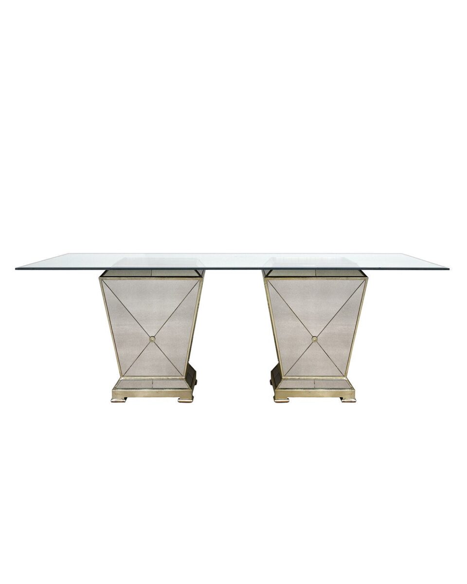 Стеклянный прямоугольный обеденный стол 