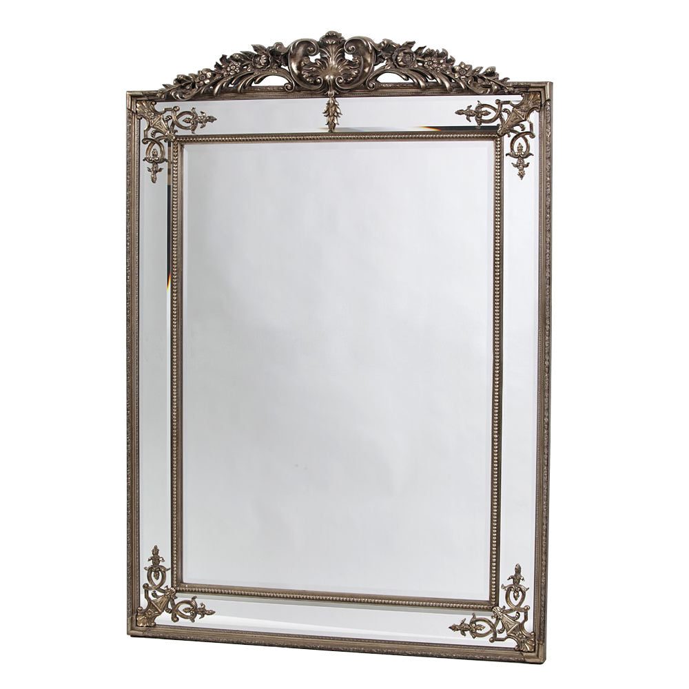 Широкое напольное зеркало "Дилан" в серебряном цвете (На белом фоне)