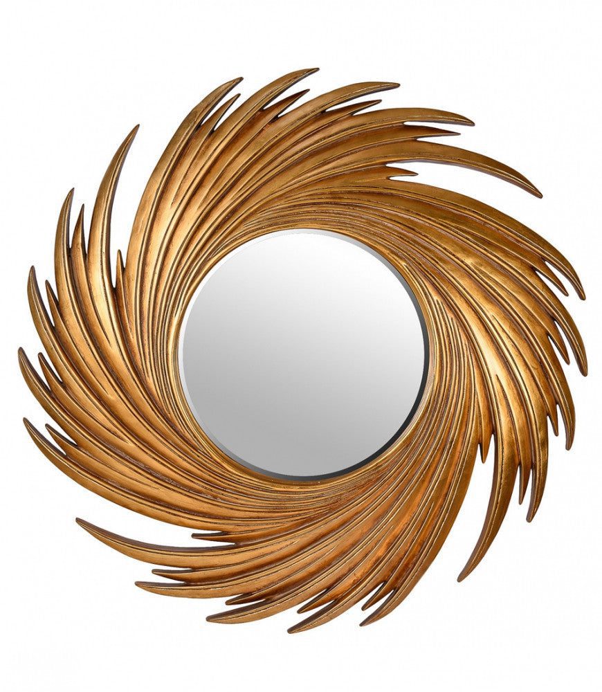 Круглое зеркало в виде вихря с золотой рамой 
