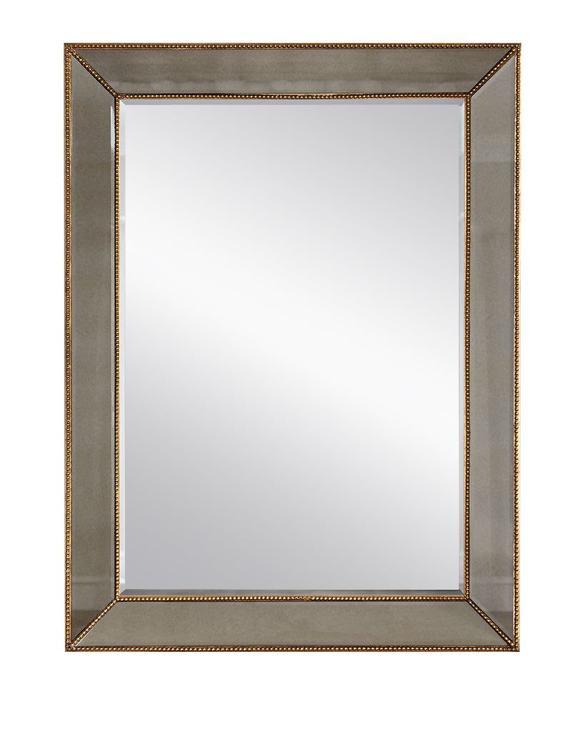 Настенное зеркало в прямоугольной золотой раме "Франческо"  (без фона)