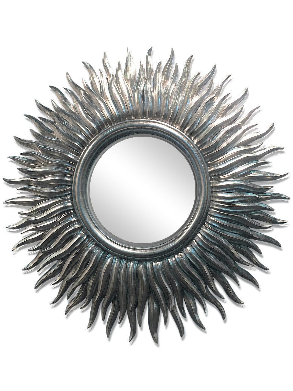 Настенное зеркало-солнце в серебряной раме "Фелиция" (на белом фоне)