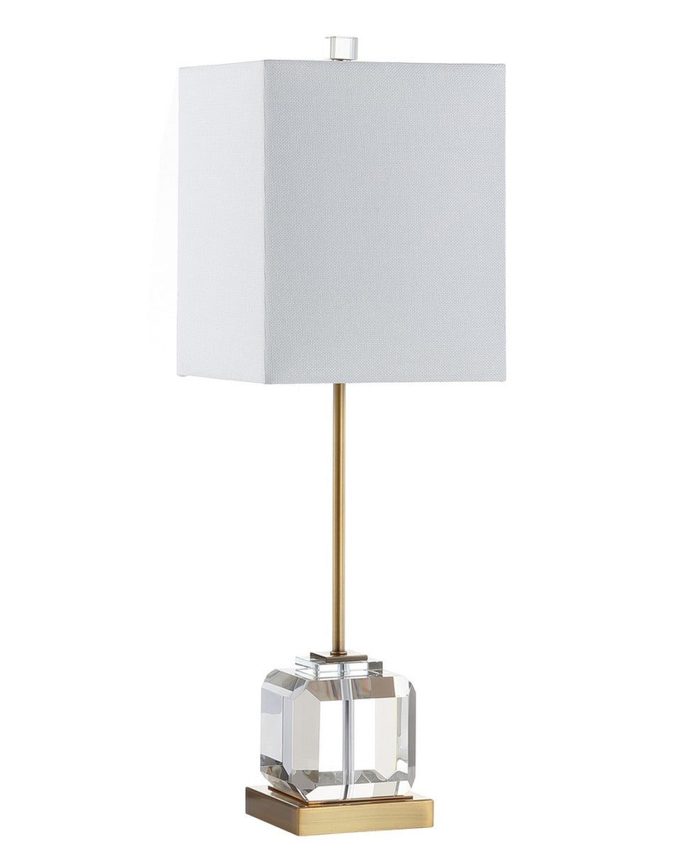 Настольная лампа "Кеннет" в стиле "Арт-деко" с хрустальной основой и отделкой в цвете латунь.