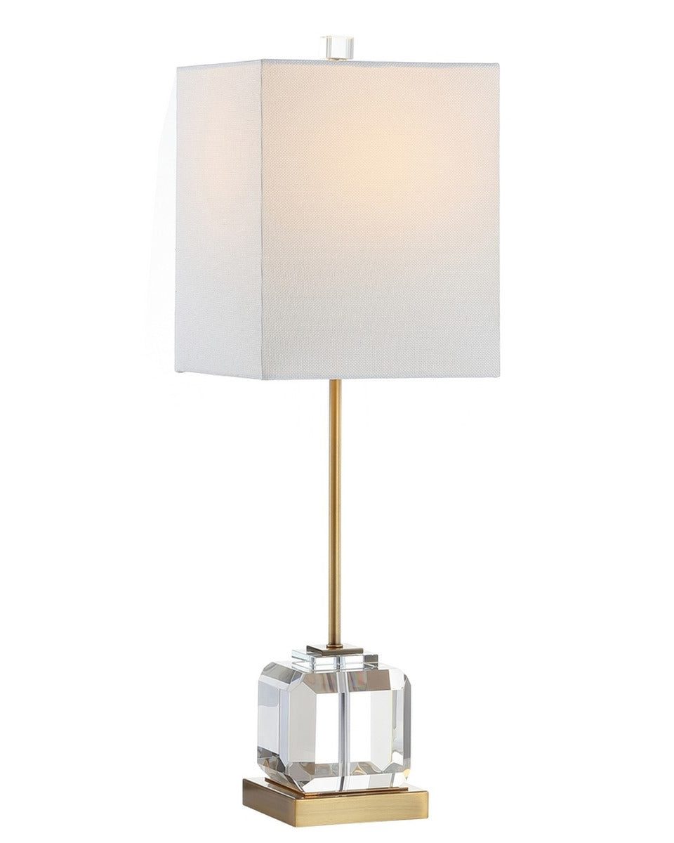 Настольная лампа "Кеннет" в стиле "Арт-деко" с акриловой основой и отделкой в цвете латунь.