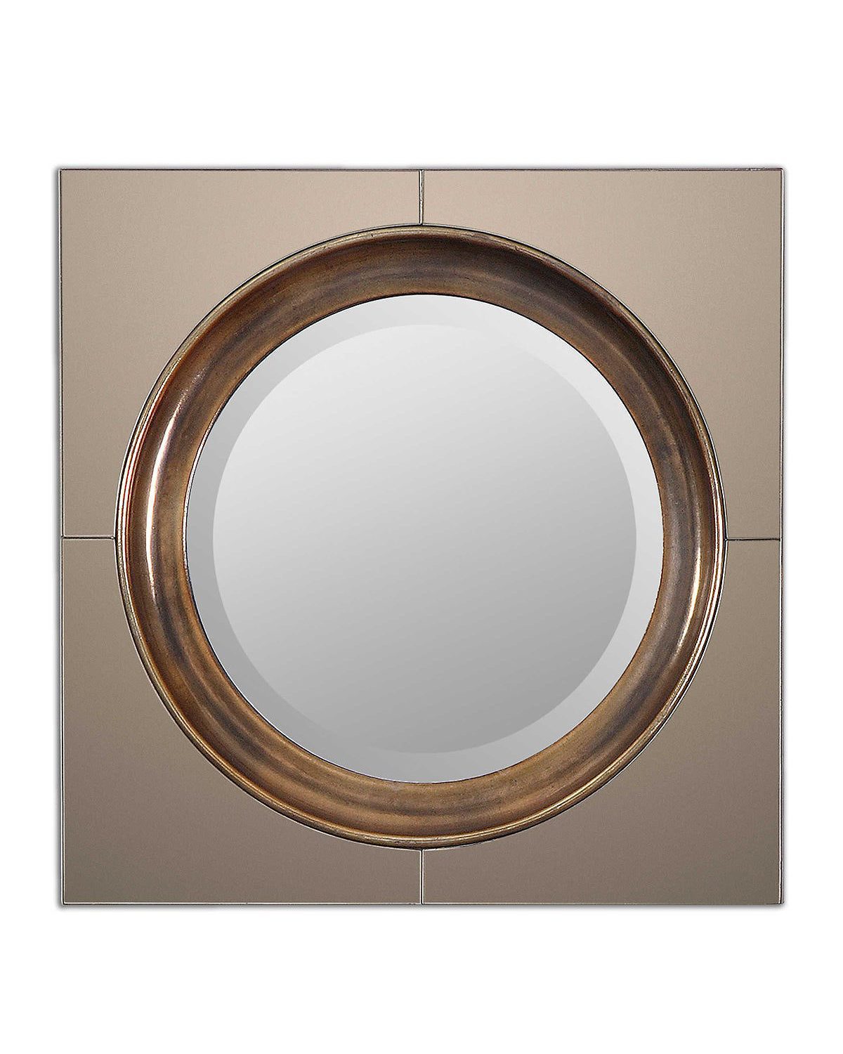 Круглое зеркало в квадратной раме "Аптон" (на белом фоне)
