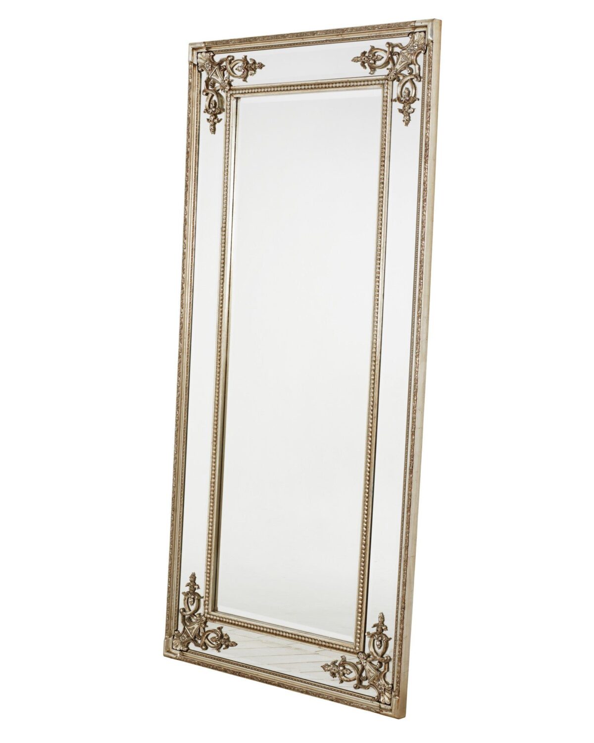 Серебряное напольное зеркало "Венето" в французском стиле
