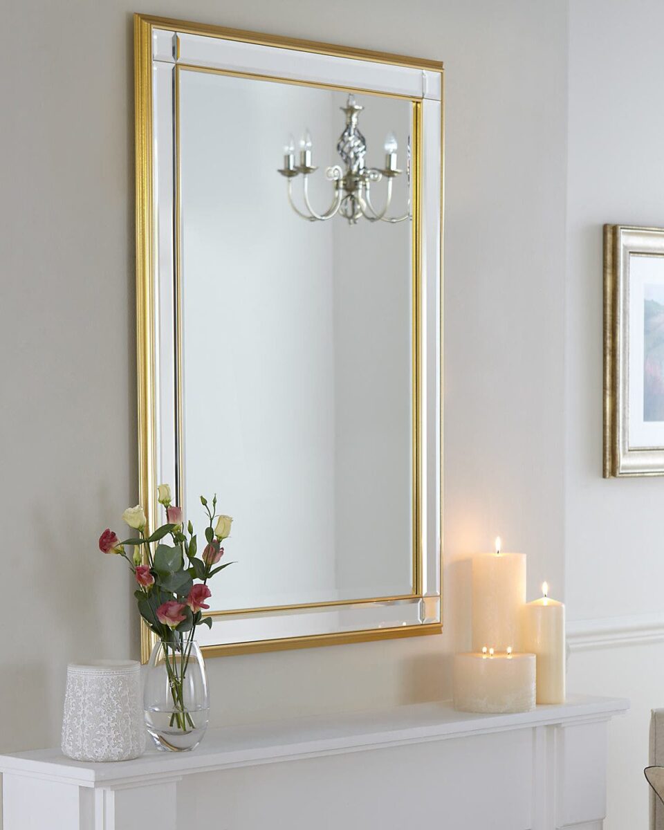 Золотое зеркало в стиле ар-деко "Дорсет"