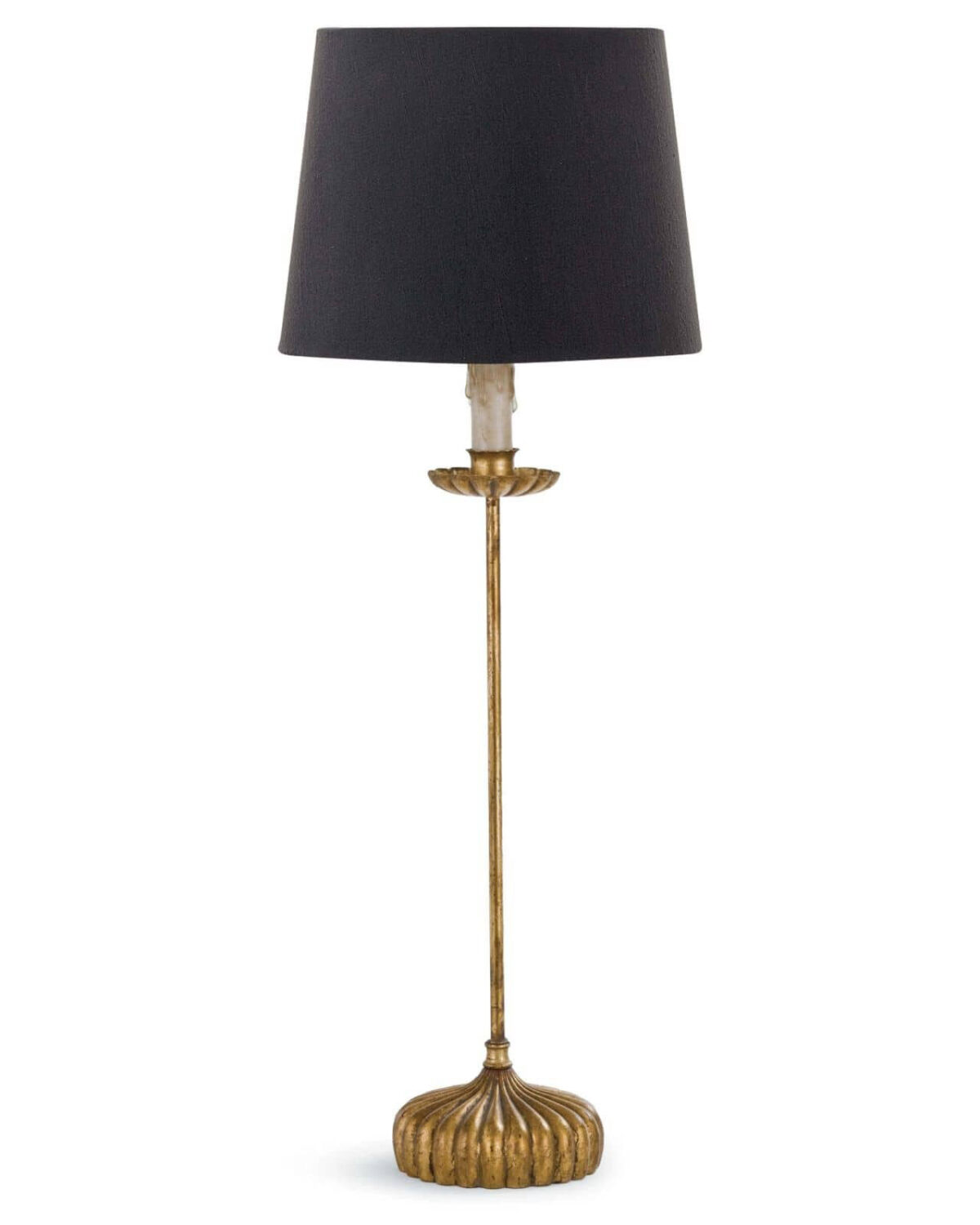 Золотая лампа с черным абажуром в классическом стиле "Грант"