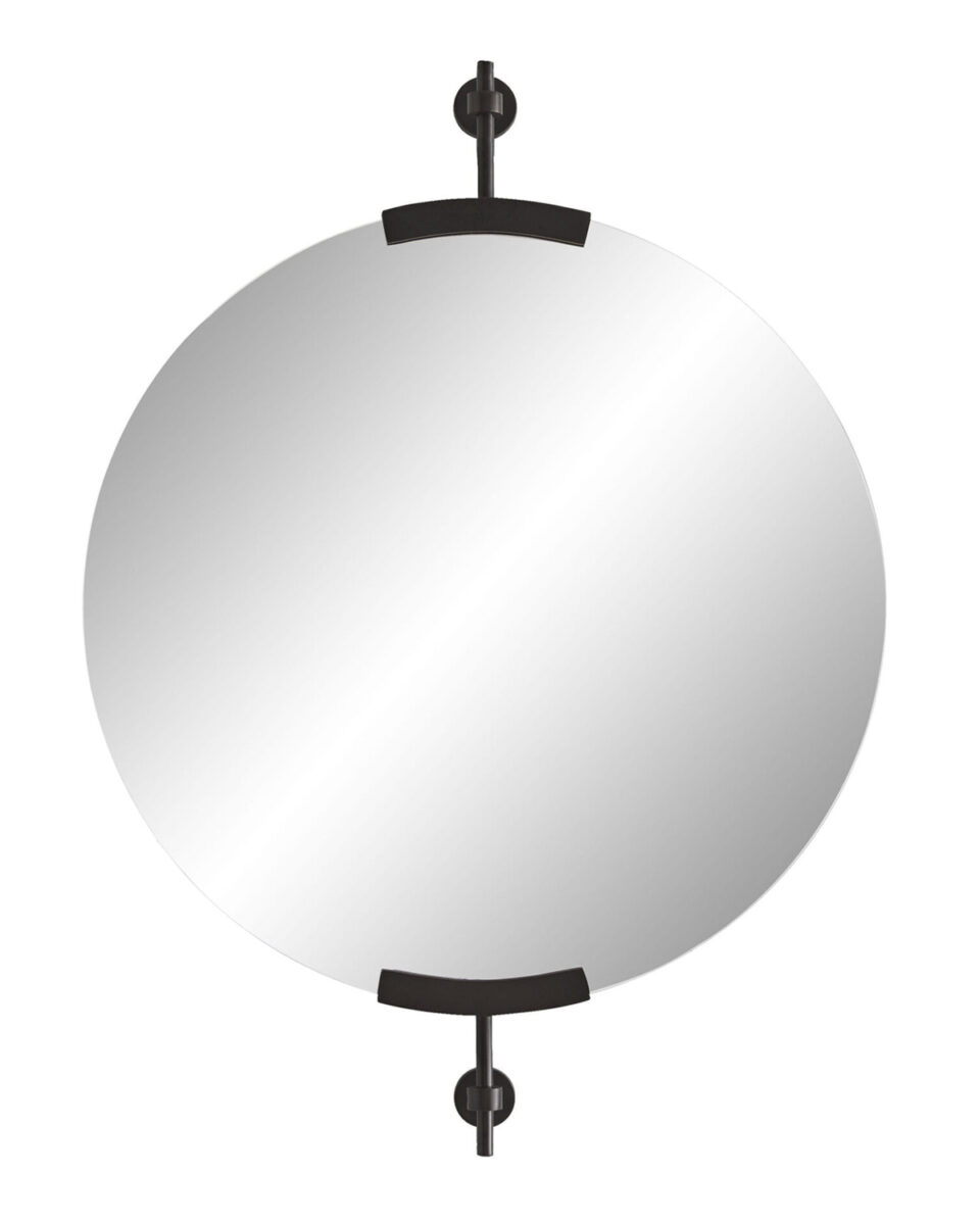 Черное круглое настенное зеркало 