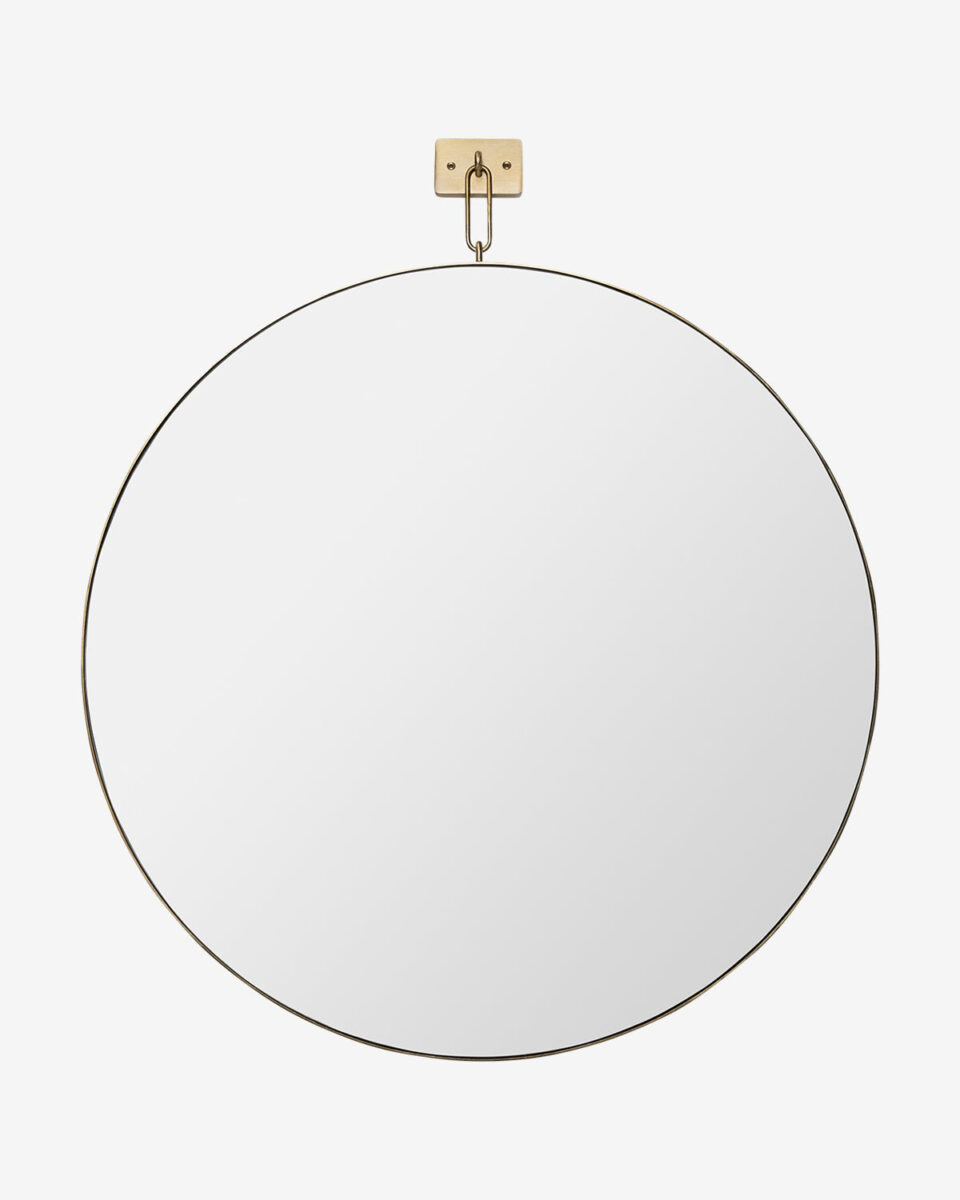 Золотое настенное зеркало "Найт" - круглое зеркало имеет диаметр 76,2 см., которое крепится с помощью монтажной металлической пластины.