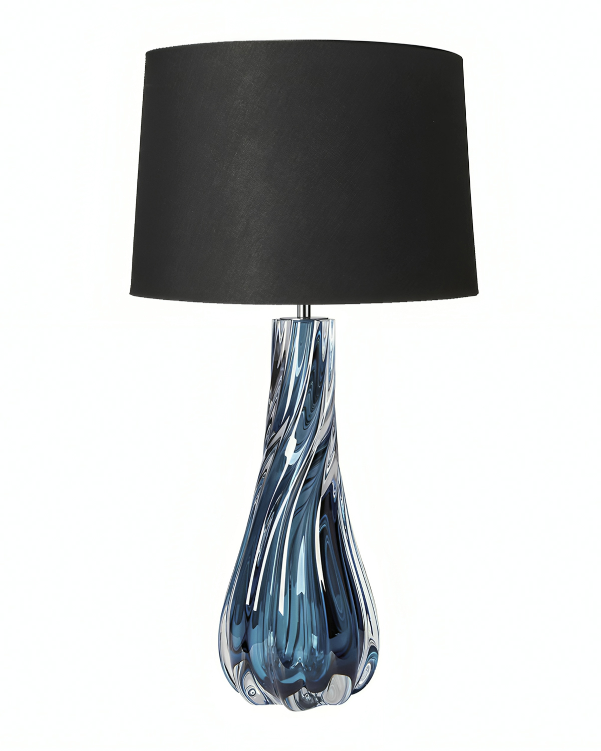 Синяя настольная лампа "Коламбус" с черным абажуром