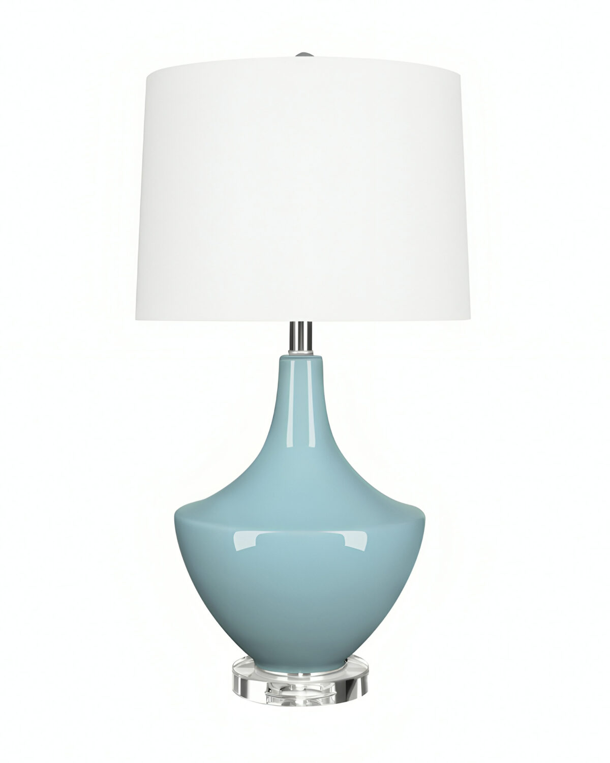 Бирюзовая настольная лампа "Кейти" с белым абажуром
