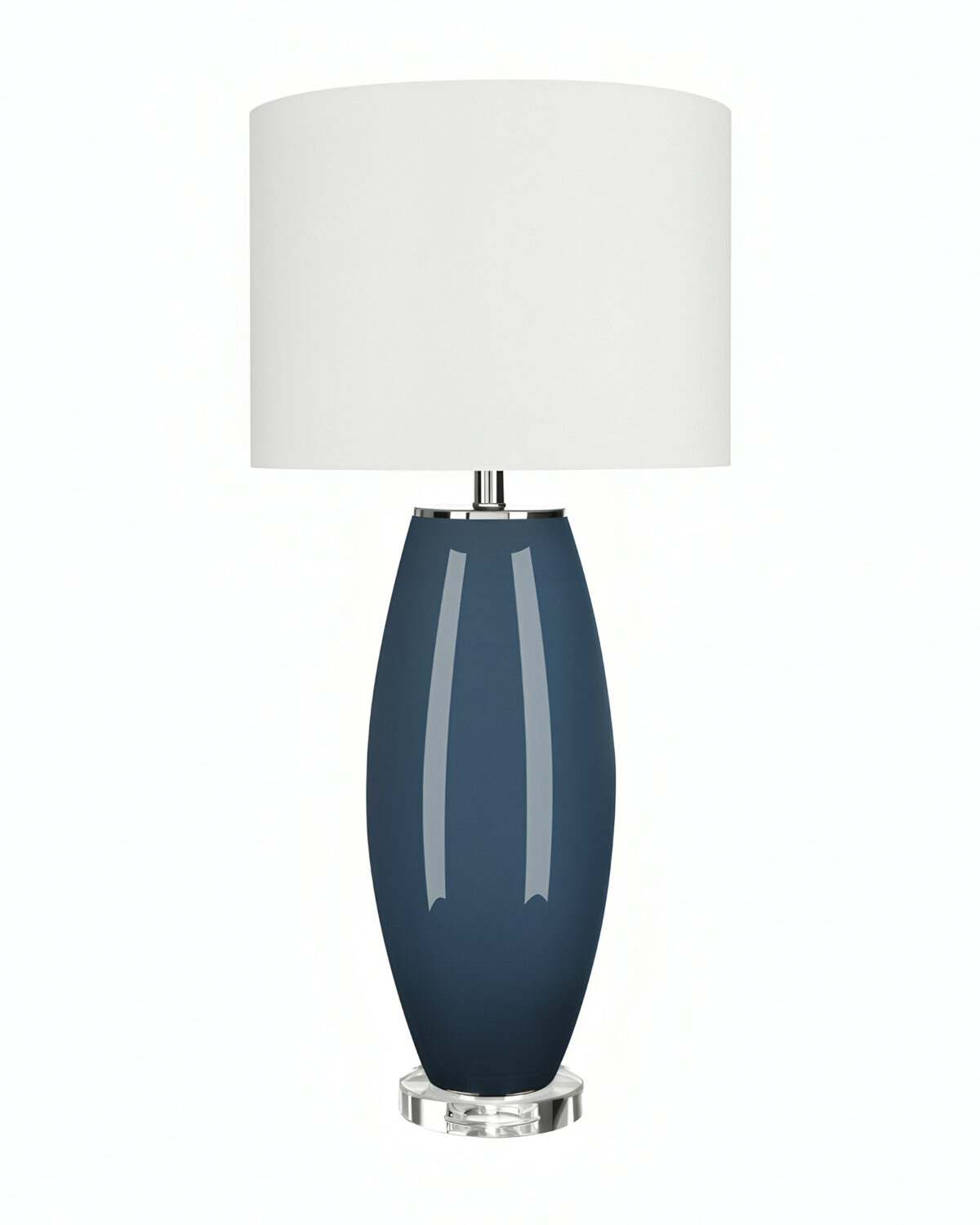 Синяя глянцевая настольная лампа "Мальта" в современном стиле.