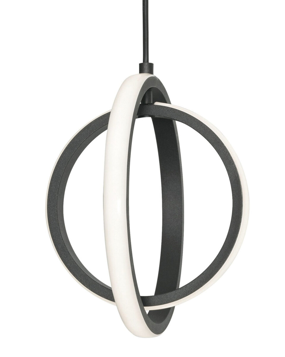 Чёрный подвесной светильник "Глоу" в виде двух металлических колец