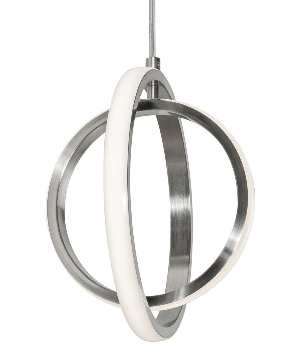 Серебряный подвесной светильник "Глоу" в виде двух металлических колец