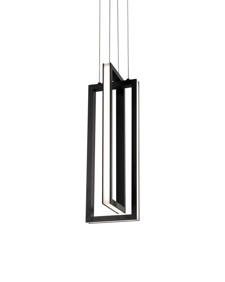 Чёрный светодиодный подвес "Ульрих" из двух прямоугольных форм в современном стиле