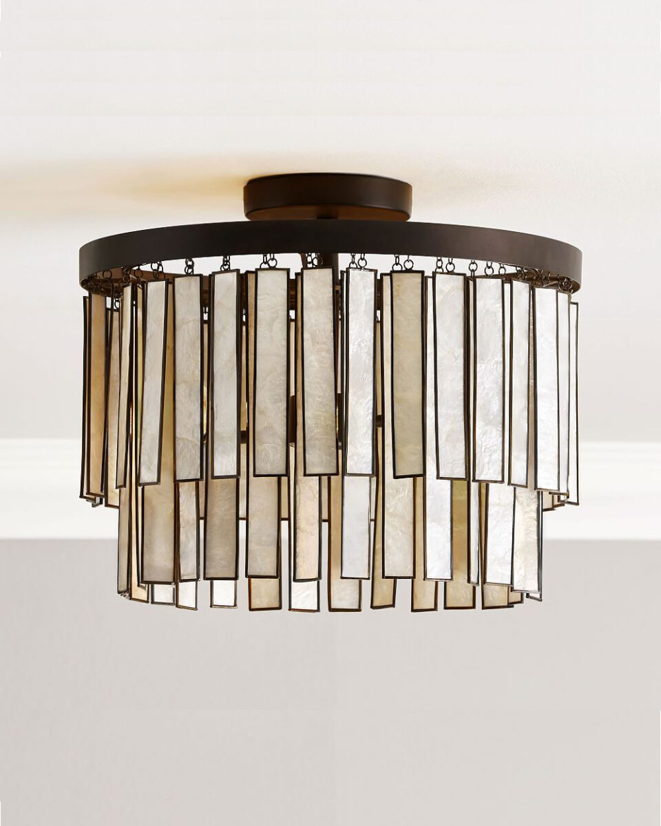 Круглый потолочный светильник "Авиано" с прямоугольными перламутровыми пластинами